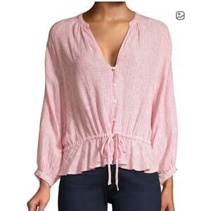 Rails Womens Marti Scarlet Red Striped Peplum Blouse Top Medium